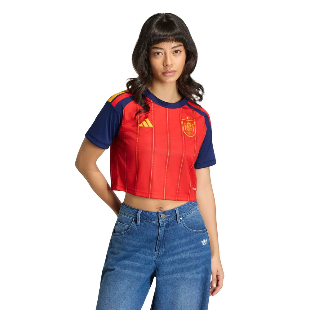 2026 Spain Women's Stadium Home Cropped Soccer Jersey Vivid Red - Adidas