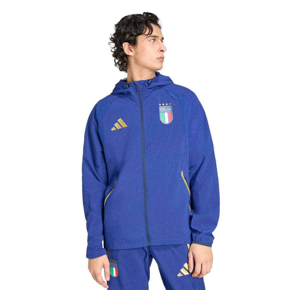 2026 Italy Men's Tiro Travel Full Zip Windbreaker Victory Blue - Adidas