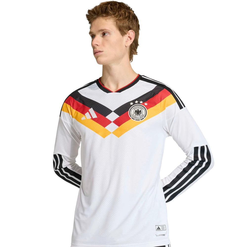 2026 Germany Men's Authentic Home Long-Sleeve Soccer Jersey White - Adidas