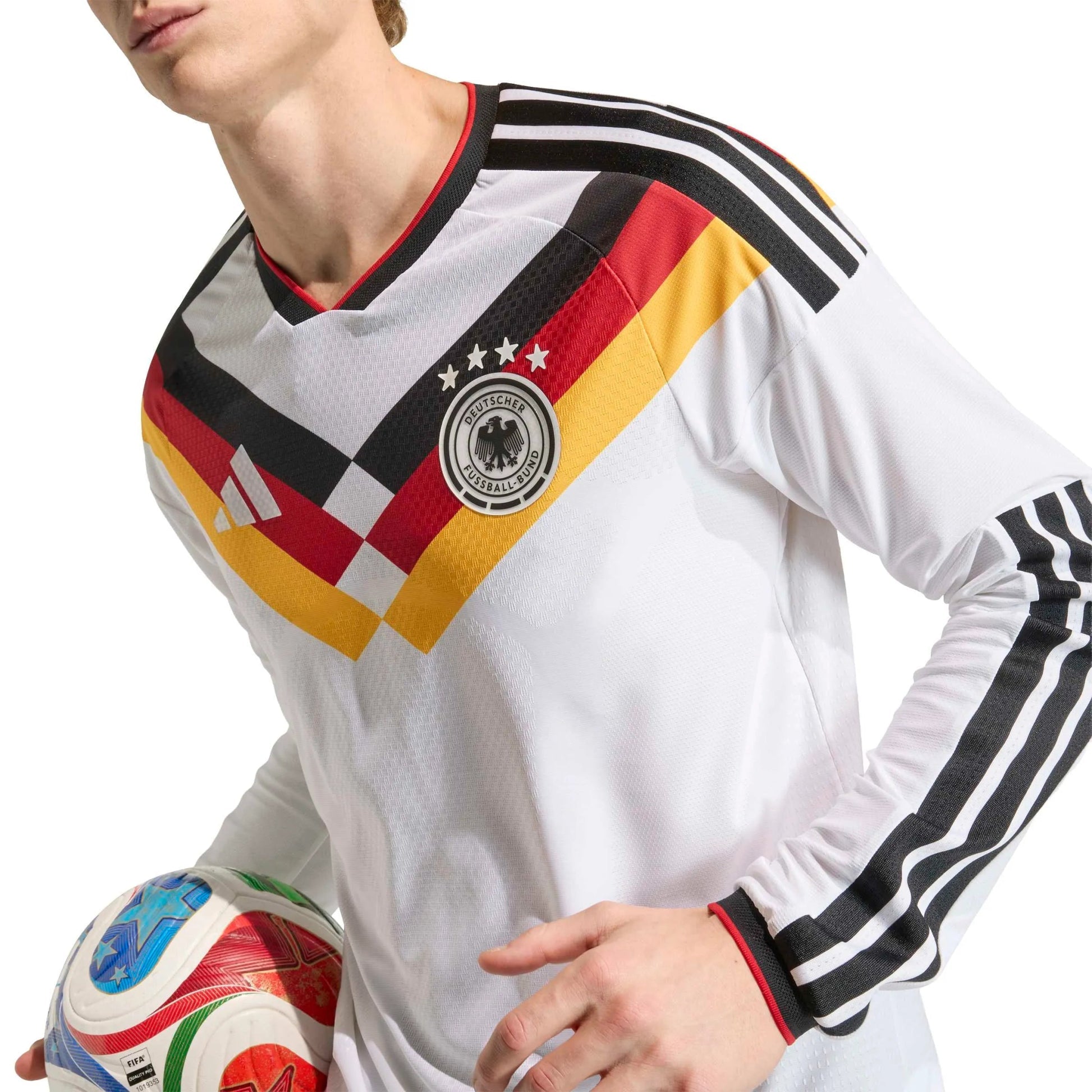 2026 Germany Men's Authentic Home Long-Sleeve Soccer Jersey White - Adidas