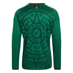2026 Mexico Men's Stadium Home Long-Sleeve Soccer Jersey Bold Green - Adidas