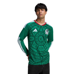 2026 Mexico Men's Stadium Home Long-Sleeve Soccer Jersey Bold Green - Adidas