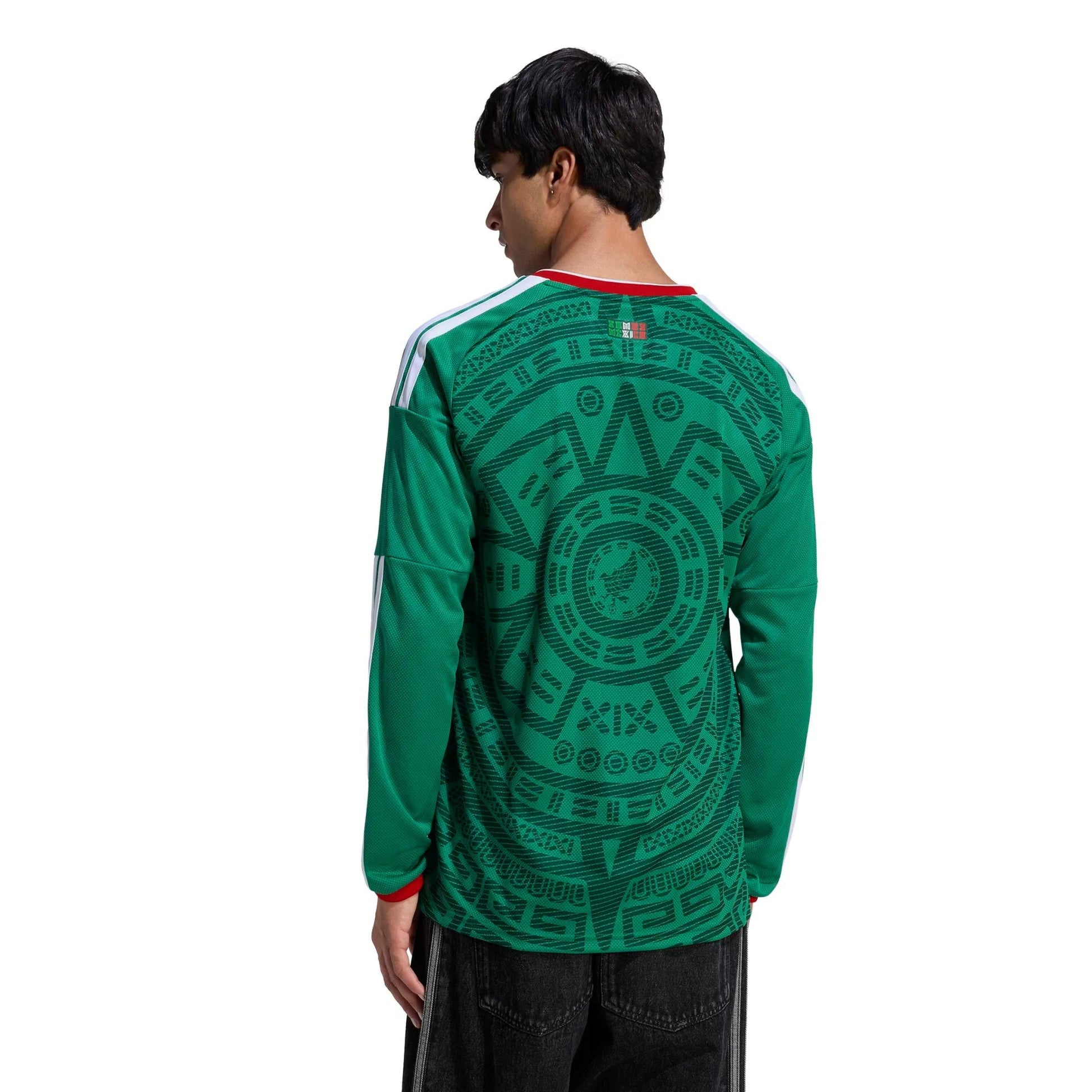 2026 Mexico Men's Stadium Home Long-Sleeve Soccer Jersey Bold Green - Adidas