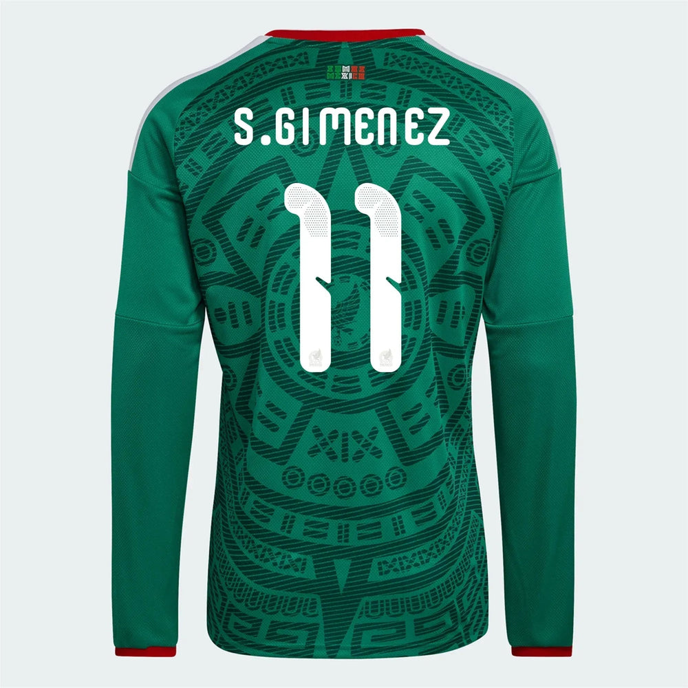2026 Mexico Men's Stadium Home Long-Sleeve Soccer Jersey Bold Green - Adidas