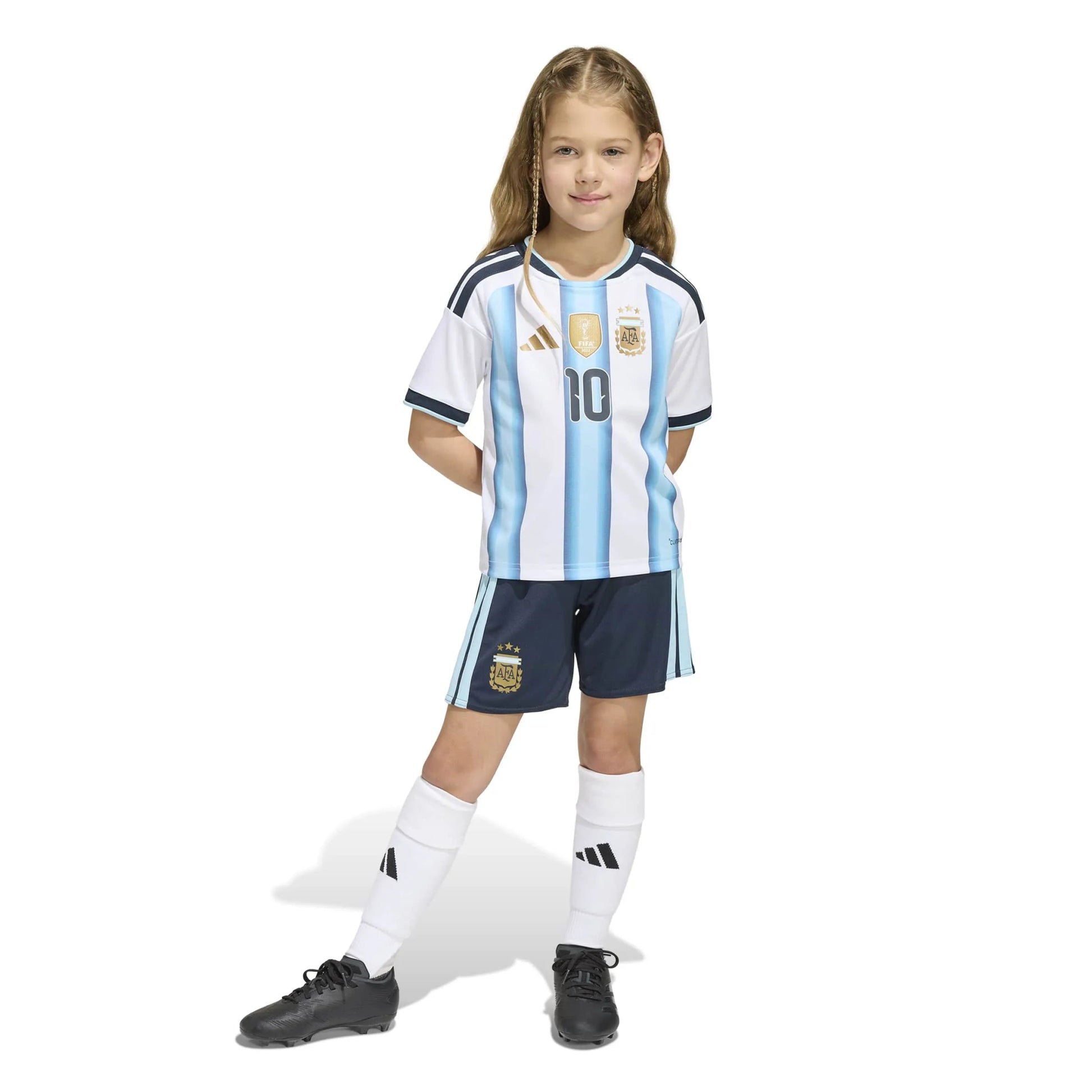 2026 Argentina Kid's Home Messi #10 Mini Kit White / Icey Blue / Light Blue - Adidas