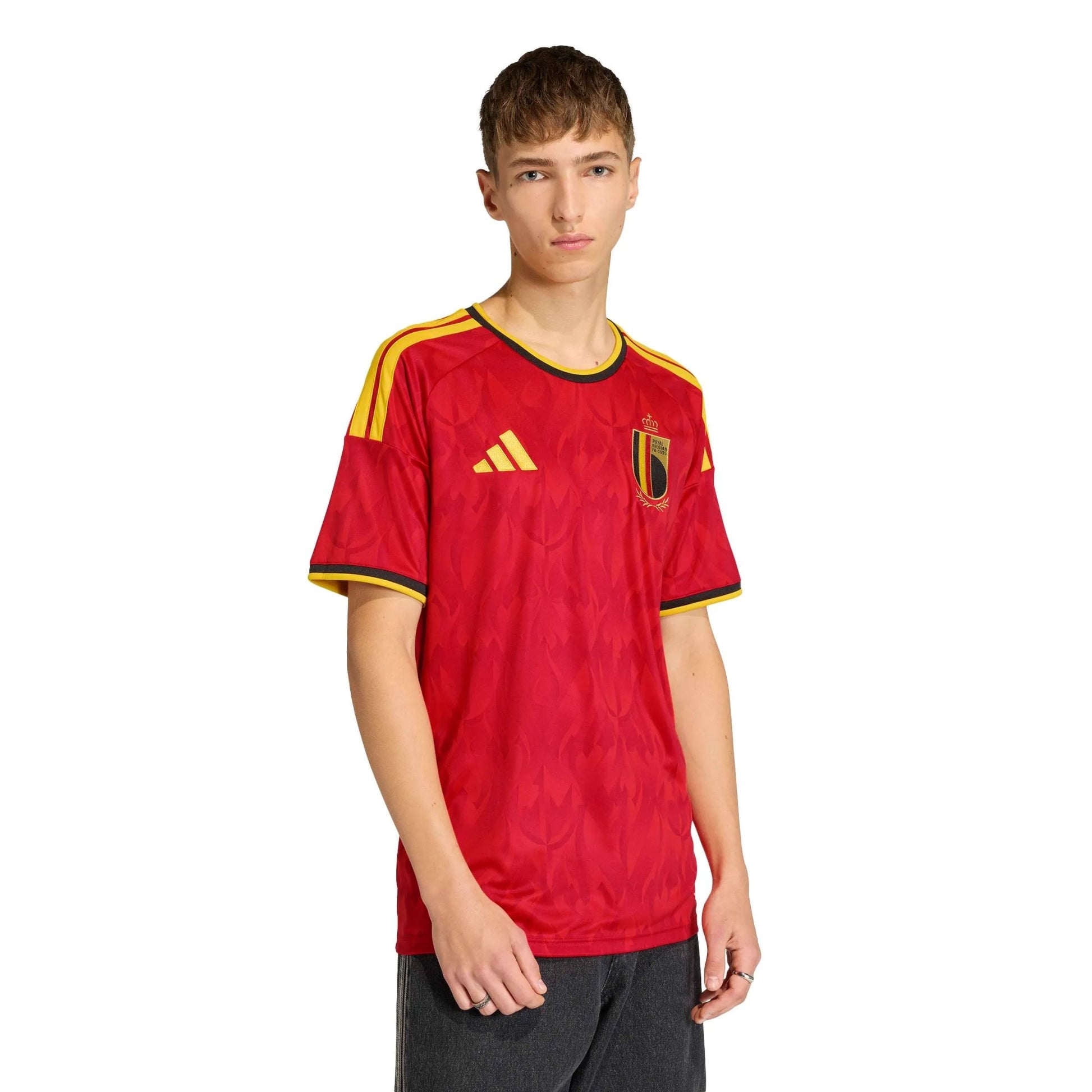 2026 Belgium Men's Stadium Home Soccer Jersey Red / Bold Gold - Adidas