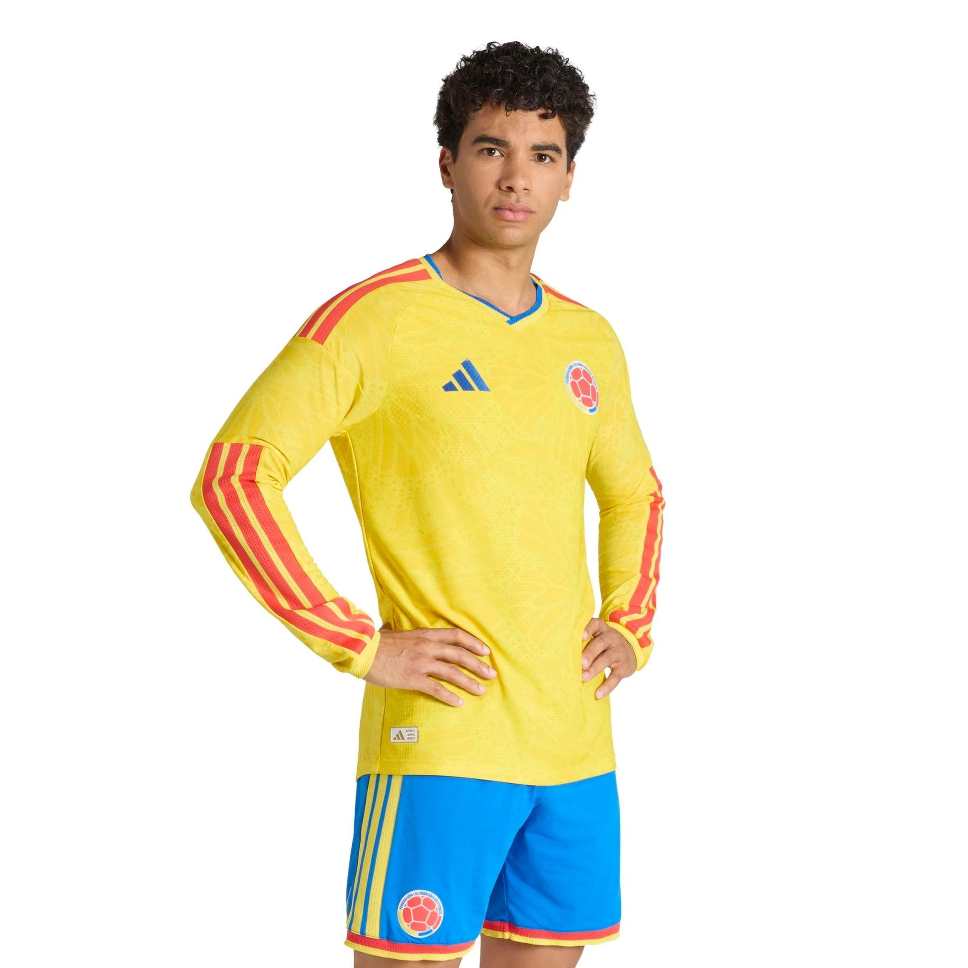 2026 Colombia Men's Authentic Home Long-Sleeve Soccer Jersey Impact Yellow - Adidas