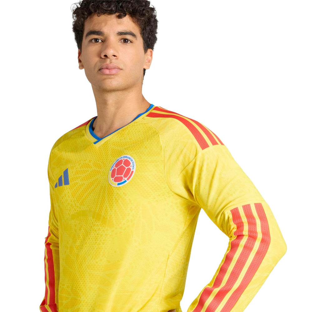 2026 Colombia Men's Authentic Home Long-Sleeve Soccer Jersey Impact Yellow - Adidas