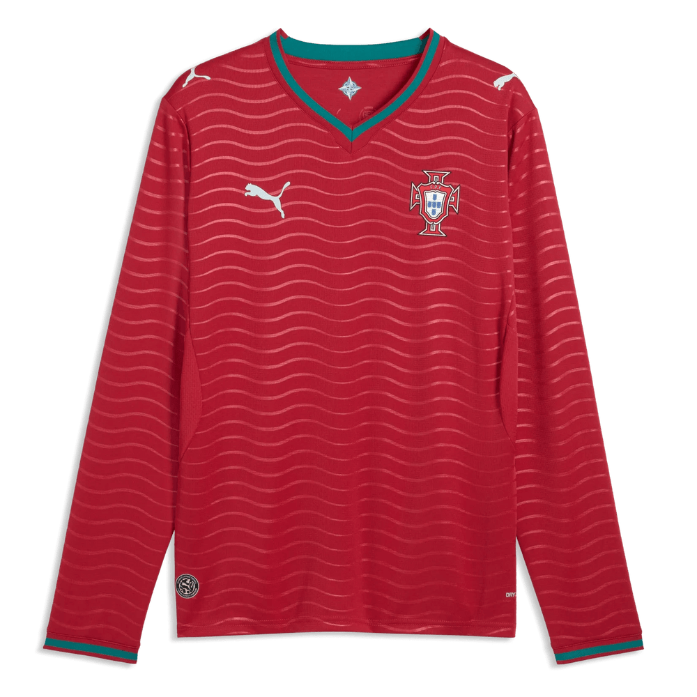 2026 Portugal Men's Stadium Home Long-Sleeve Soccer Jersey Club Red-Green Lagoon - Puma
