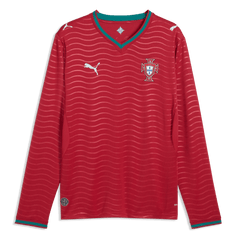 2026 Portugal Men's Stadium Home Long-Sleeve Soccer Jersey Club Red-Green Lagoon - Puma
