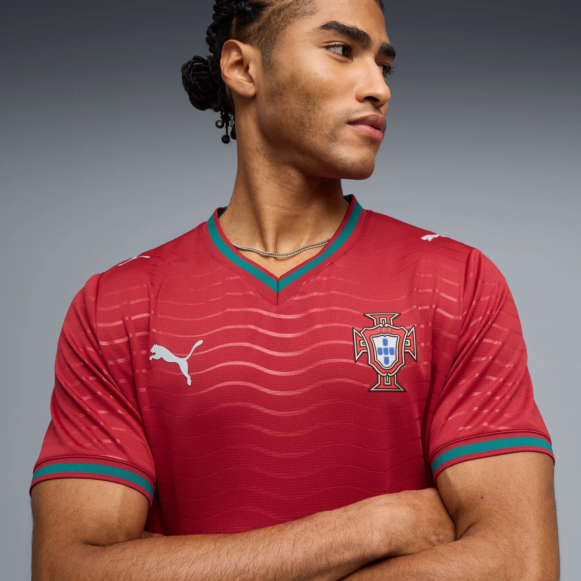 2026 Portugal Men's Stadium Home Soccer Jersey Club Red-Green Lagoon - Puma