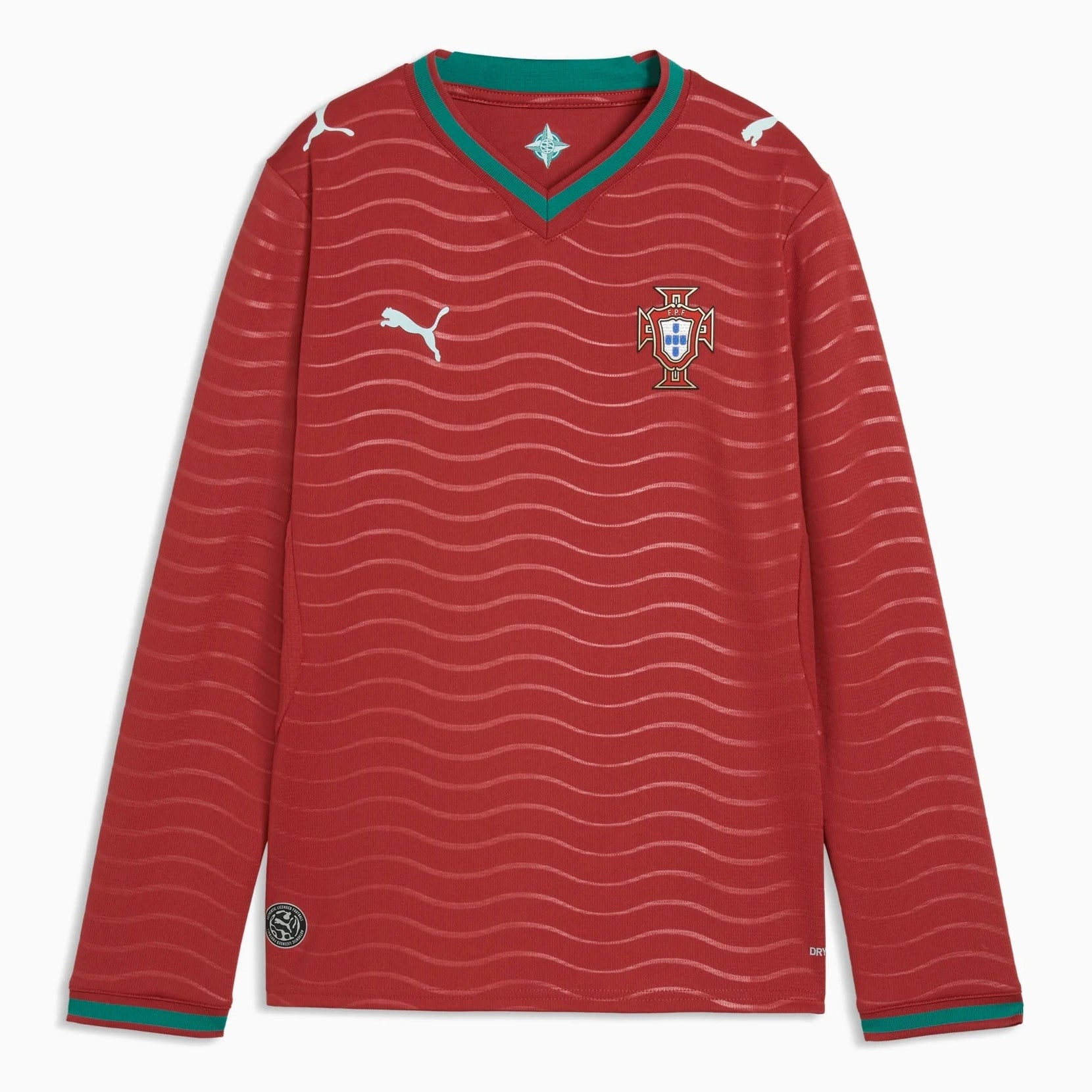 2026 Portugal Youth Stadium Home Long-Sleeve Jersey Club Red-Green Lagoon - Puma