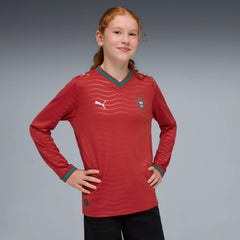 2026 Portugal Youth Stadium Home Long-Sleeve Jersey Club Red-Green Lagoon - Puma