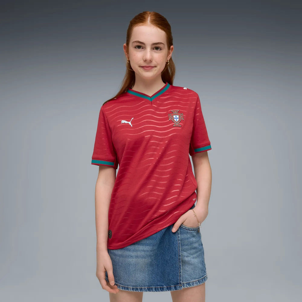 2026 Portugal Youth Stadium Home Soccer Jersey Club Red-Green Lagoon - Puma