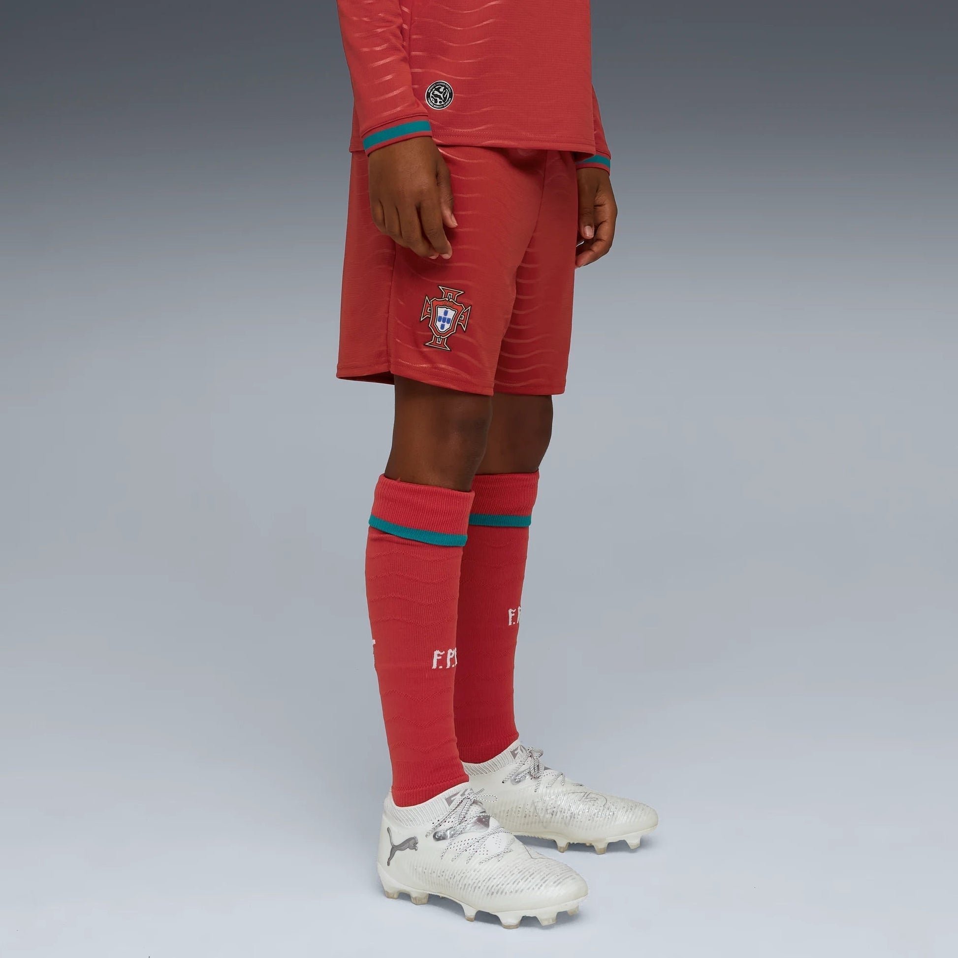 2026 Portugal Youth Stadium Home Shorts Club Red-Green Lagoon - Puma