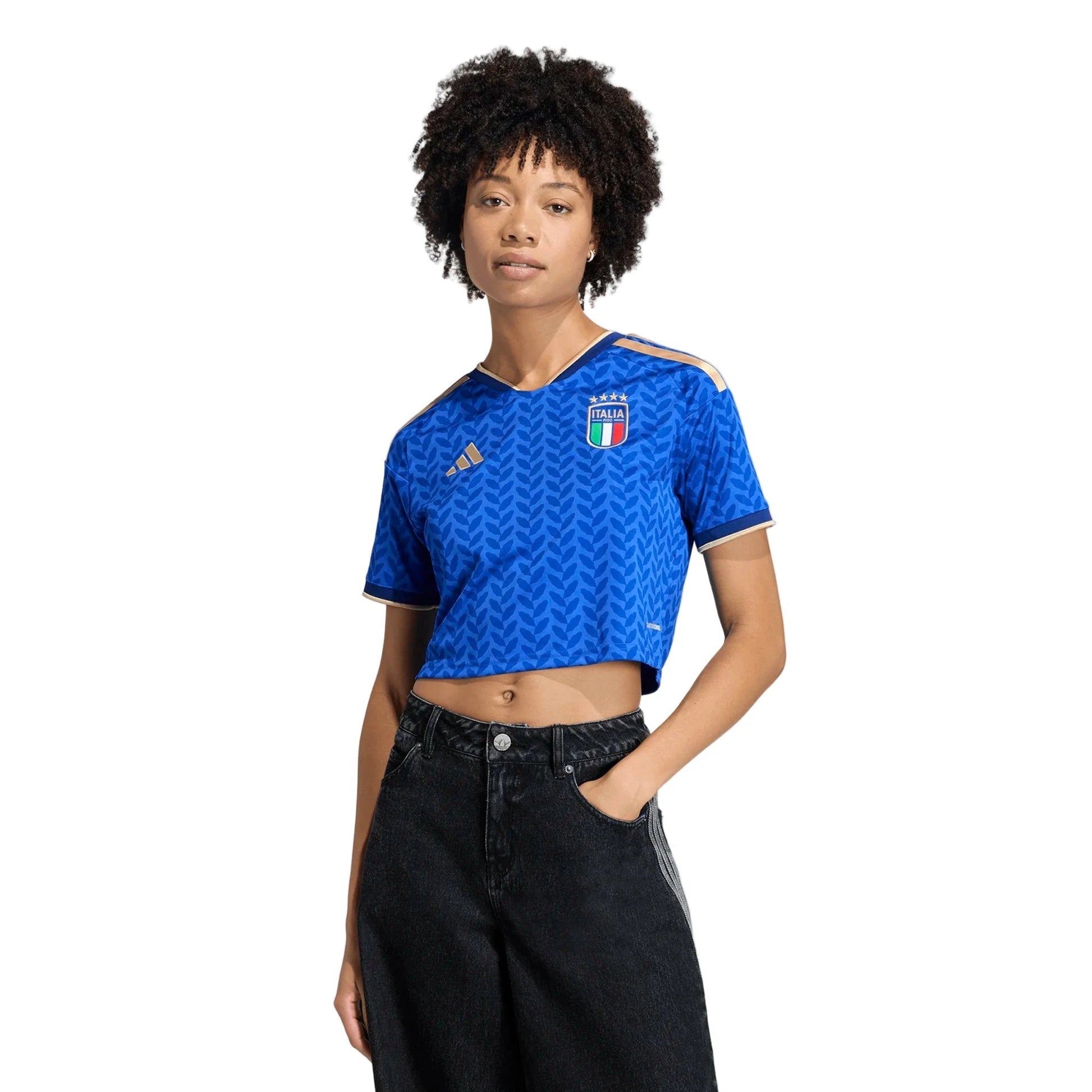 2026 Italy Women's Stadium Home Cropped Soccer Jersey Bold Blue - Adidas