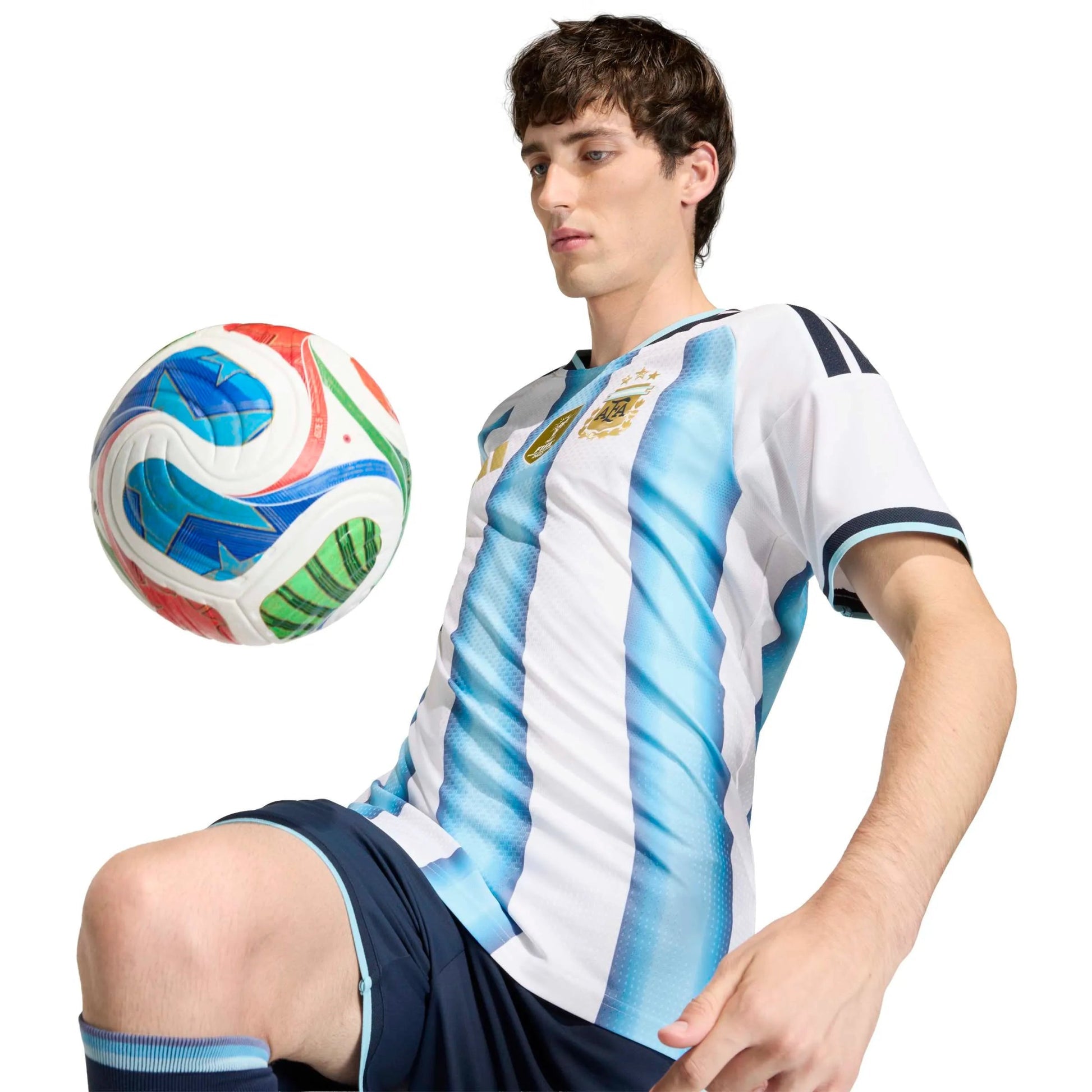 2026 Argentina Men's Authentic Home Soccer Jersey White / Icey Blue / Light Blue - Adidas