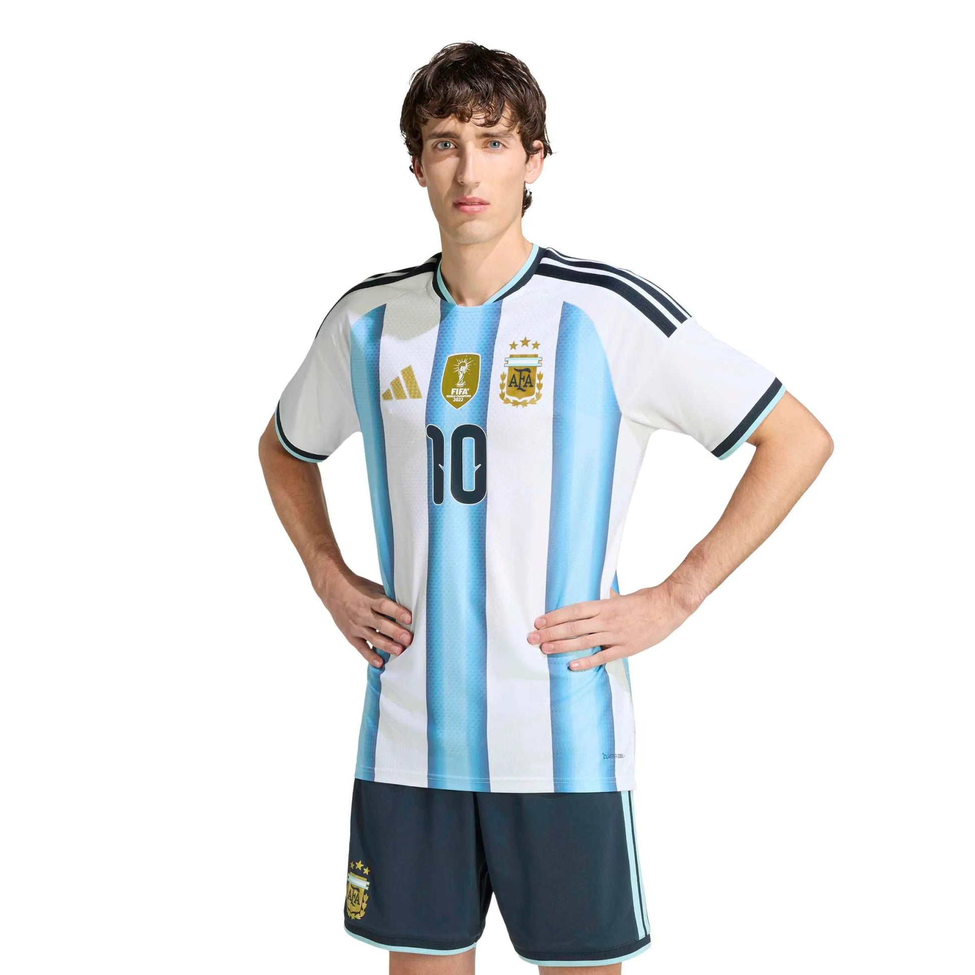 2026 Argentina Men's Authentic Home Messi #10 Soccer Jersey White / Icey Blue / Light Blue - Adidas