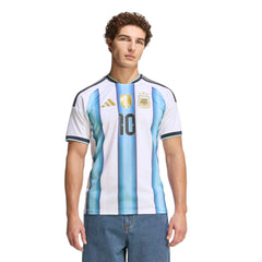 2026 Argentina Men's Stadium Home Messi #10 Soccer Jersey White / Icey Blue / Light Blue - Adidas