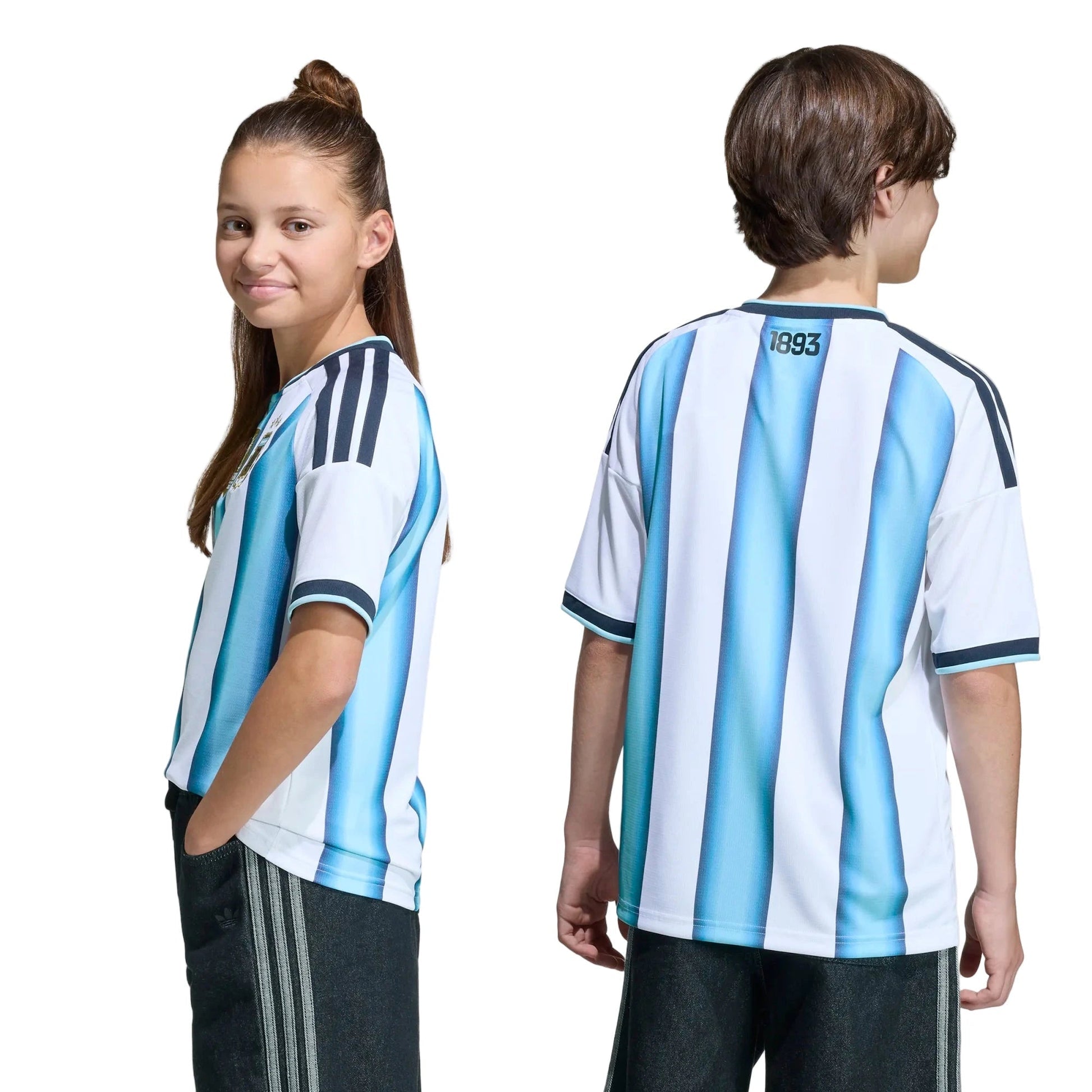 2026 Argentina Youth Stadium Home Soccer Jersey White / Icey Blue / Light Blue - Adidas