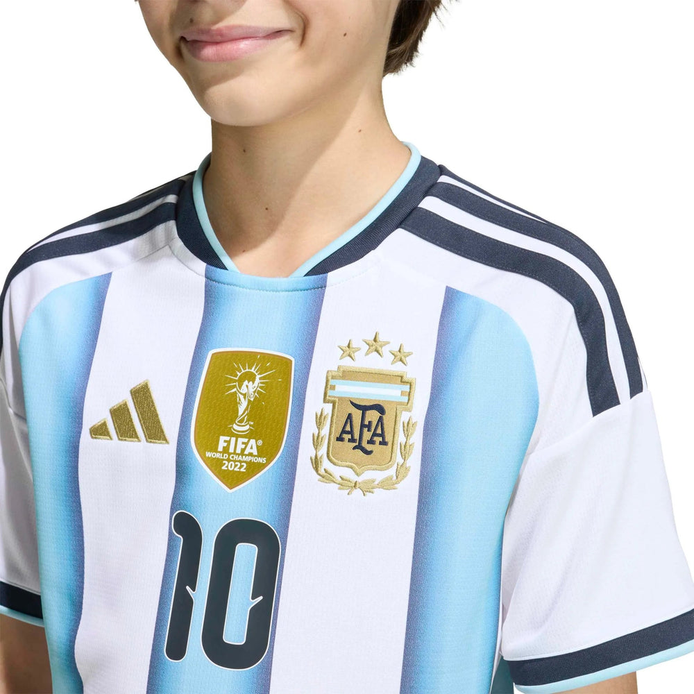 2026 Argentina Youth Stadium Home Messi #10 Soccer Jersey White / Icey Blue / Light Blue - Adidas