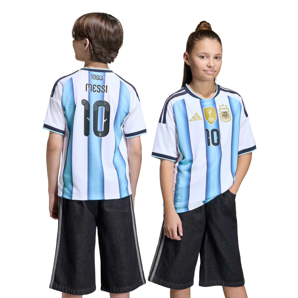 2026 Argentina Youth Stadium Home Messi #10 Soccer Jersey White / Icey Blue / Light Blue - Adidas