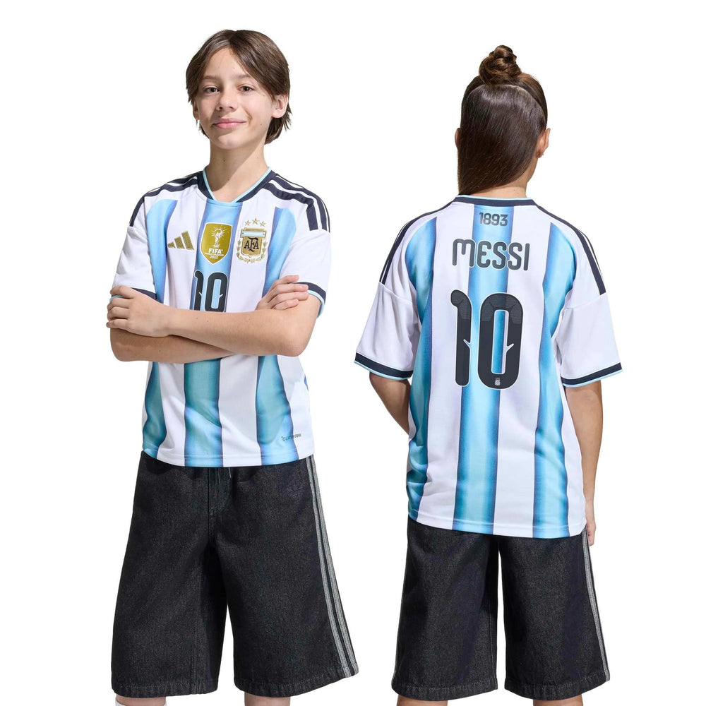 2026 Argentina Youth Stadium Home Messi #10 Soccer Jersey White / Icey Blue / Light Blue - Adidas