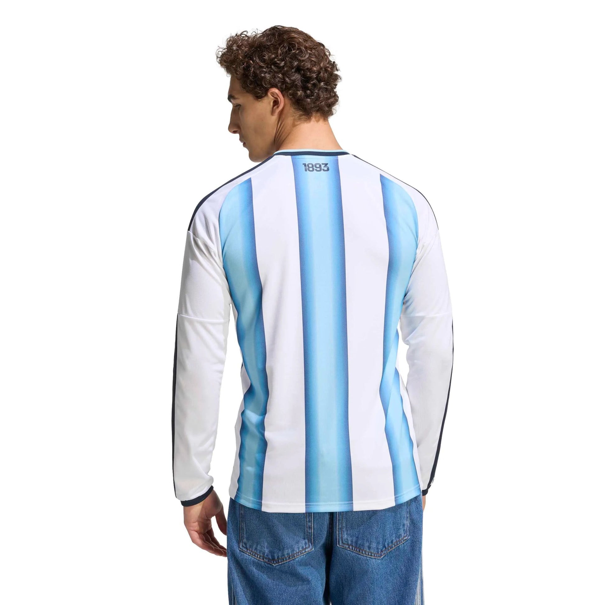 2026 Argentina Men's Stadium Home Long-Sleeve Soccer Jersey White / Icey Blue / Light Blue - Adidas