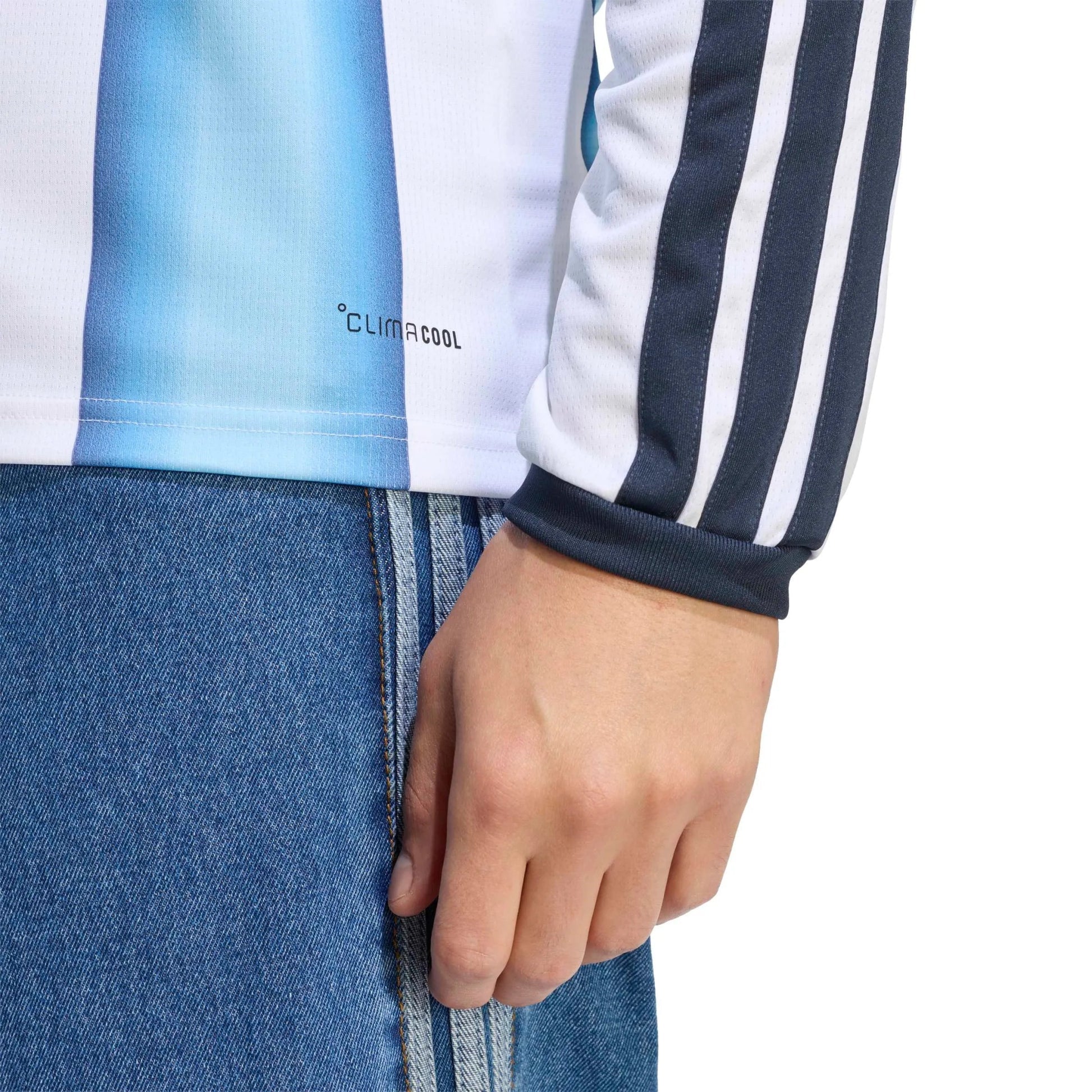2026 Argentina Men's Stadium Home Long-Sleeve Soccer Jersey White / Icey Blue / Light Blue - Adidas