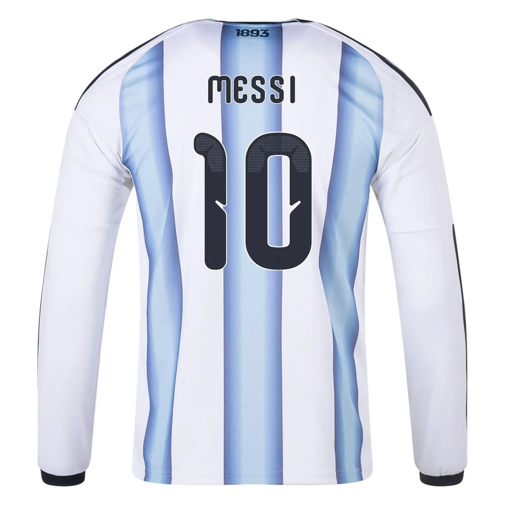 2026 Argentina Men's Stadium Home Long-Sleeve Soccer Jersey White / Icey Blue / Light Blue - Adidas
