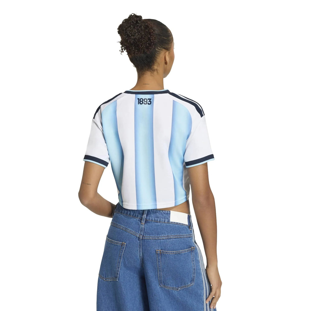 2026 Argentina Women's Stadium Home Cropped Soccer Jersey White / Icey Blue / Light Blue - Adidas