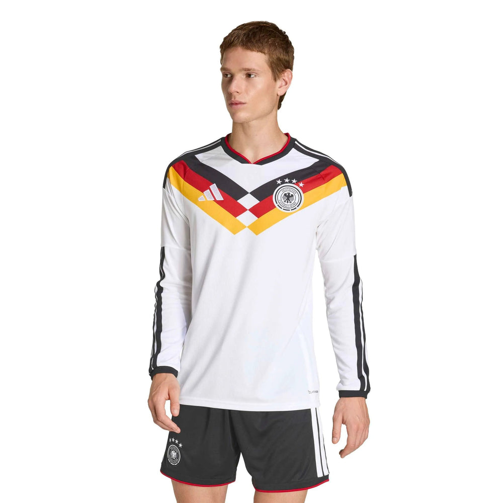 2026 Germany Men's Stadium Home Long-Sleeve Soccer Jersey White - Adidas