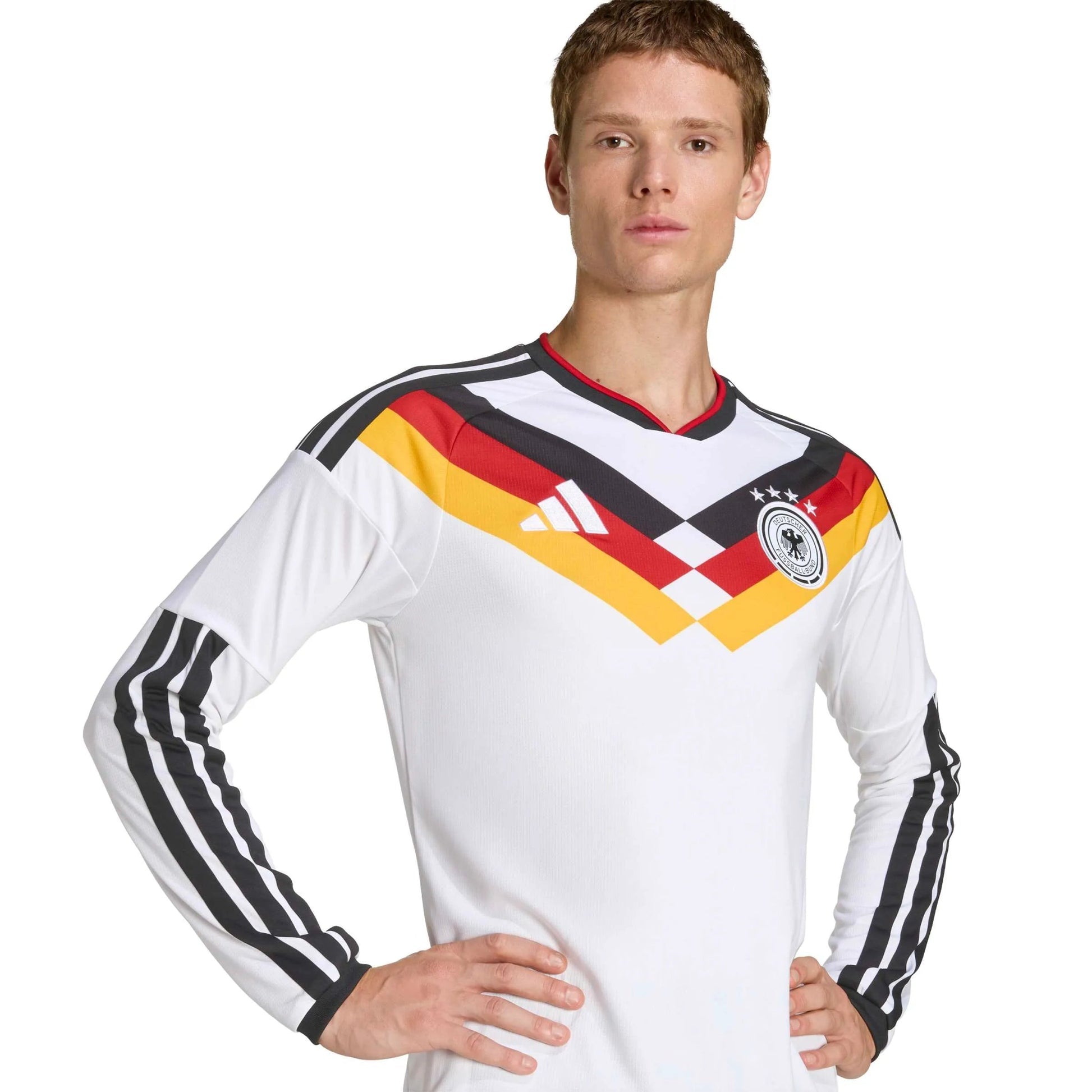 2026 Germany Men's Stadium Home Long-Sleeve Soccer Jersey White - Adidas