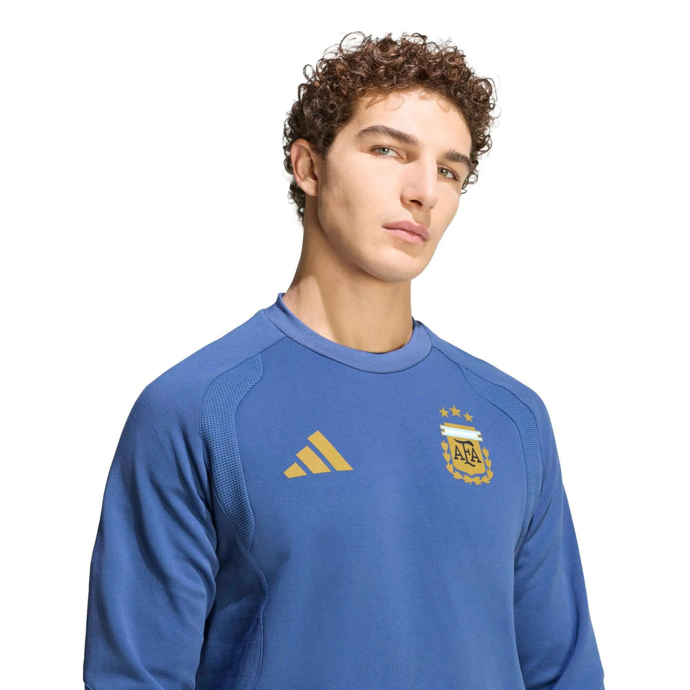 2026 Argentina Men's Tiro Travel Crewneck Sweatshirt Crew Blue - Adidas