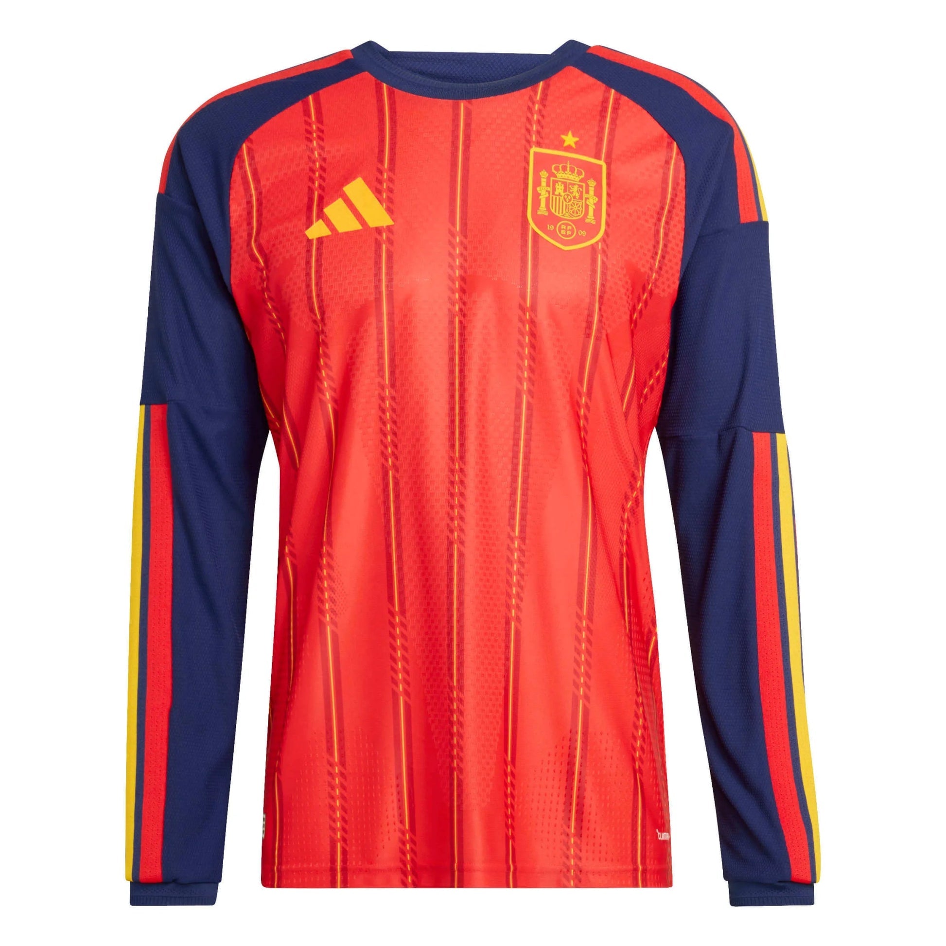 2026 Spain Men's Authentic Home Long-Sleeve Soccer Jersey Vivid Red - Adidas
