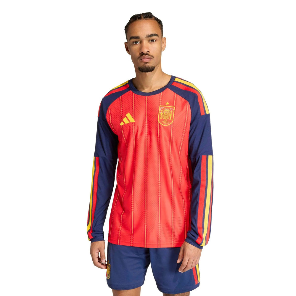 2026 Spain Men's Authentic Home Long-Sleeve Soccer Jersey Vivid Red - Adidas