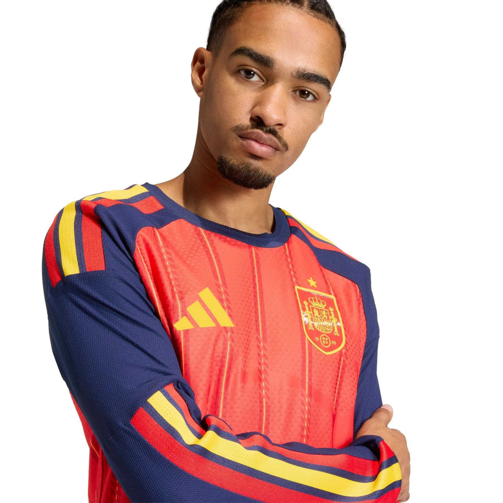 2026 Spain Men's Authentic Home Long-Sleeve Soccer Jersey Vivid Red - Adidas