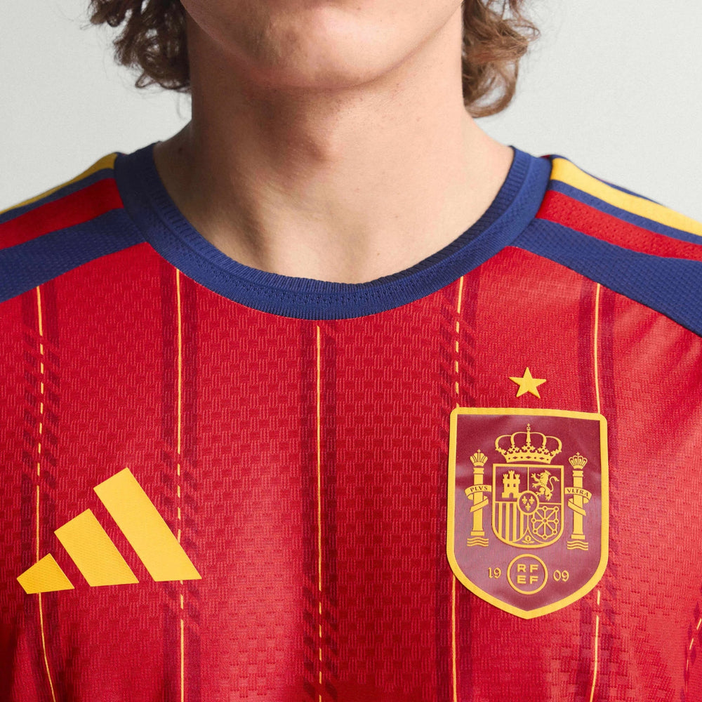 2026 Spain Men's Authentic Home Long-Sleeve Soccer Jersey Vivid Red - Adidas
