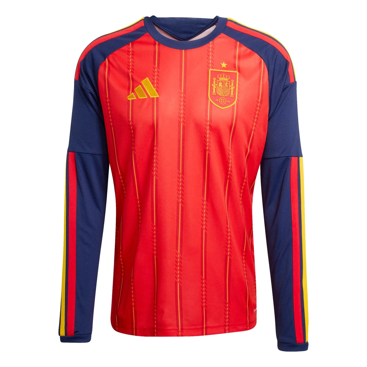 2026 Spain Men's Stadium Home Long-Sleeve Soccer Jersey Vivid Red - Adidas