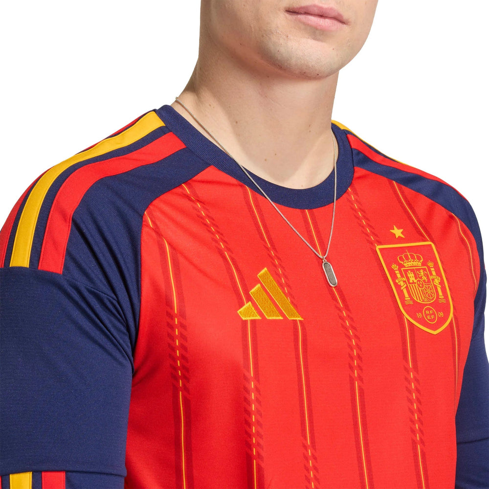 2026 Spain Men's Stadium Home Long-Sleeve Soccer Jersey Vivid Red - Adidas