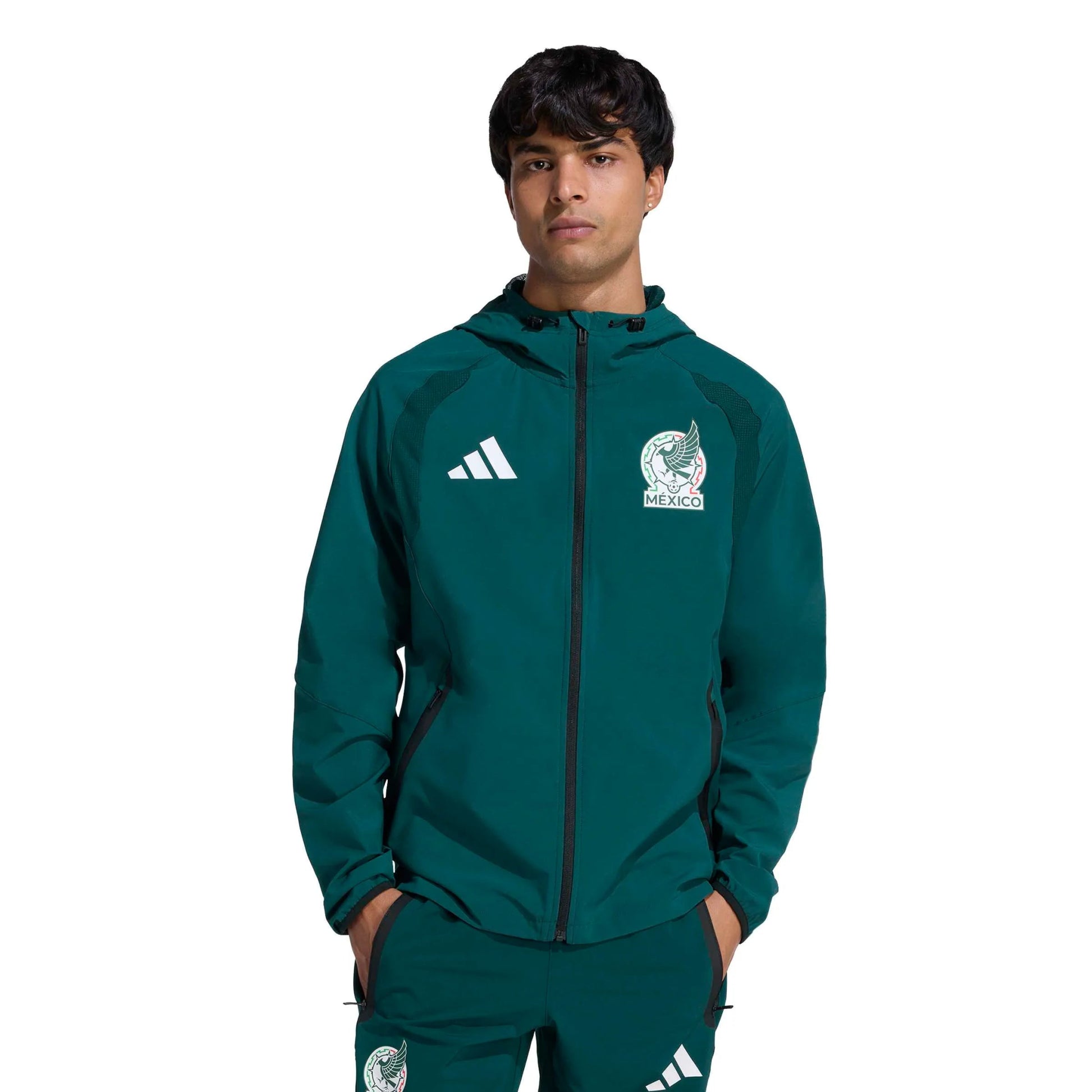 2026 Mexico Men's Tiro Travel Full Zip Windbreaker Aurora Ivy - Adidas