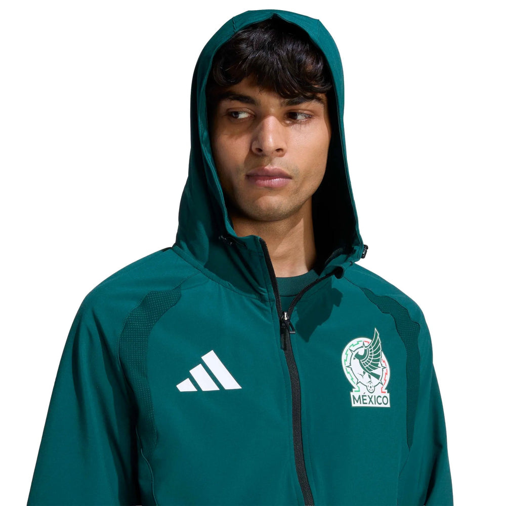 2026 Mexico Men's Tiro Travel Full Zip Windbreaker Aurora Ivy - Adidas