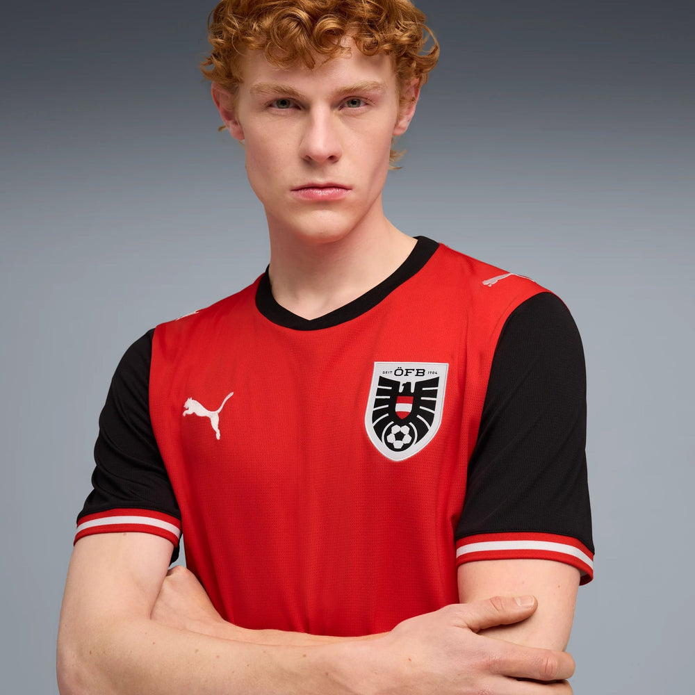 2026 Austria Men's Stadium Home Soccer Jersey Puma Red-Puma Black - Puma