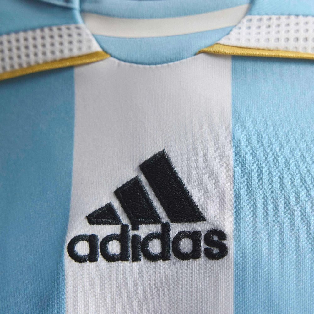 2006 Argentina Men's Retro Stadium Home Soccer Jersey White / Clear Blue - Adidas