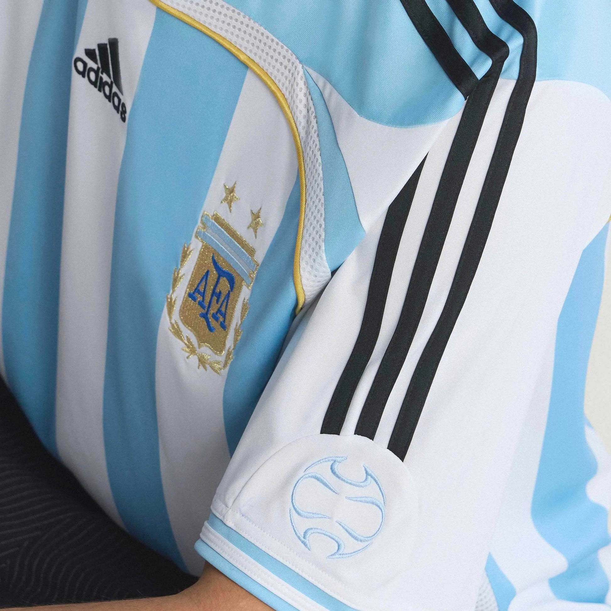 2006 Argentina Men's Retro Stadium Home Soccer Jersey White / Clear Blue - Adidas
