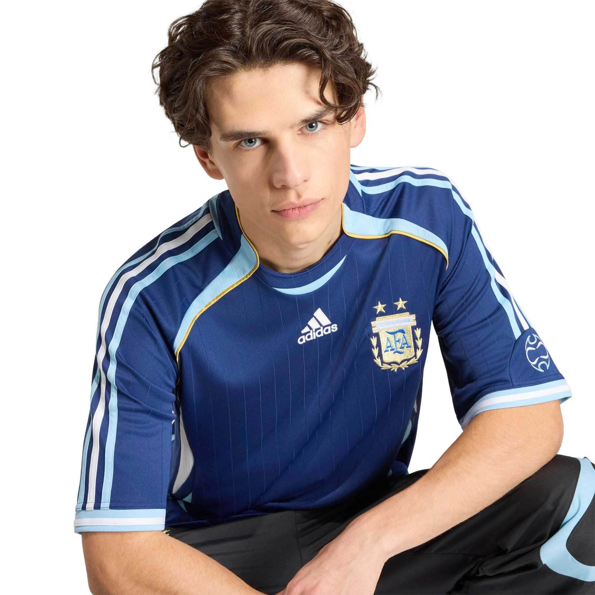 2006 Argentina Men's Retro Stadium Away Soccer Jersey Dark Blue - Adidas