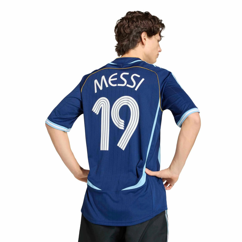 2006 Argentina Men's Retro Stadium Away Messi #19 Soccer Jersey Dark Blue - Adidas
