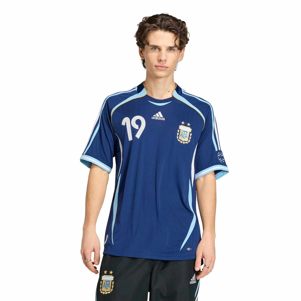 2006 Argentina Men's Retro Stadium Away Messi #19 Soccer Jersey Dark Blue - Adidas