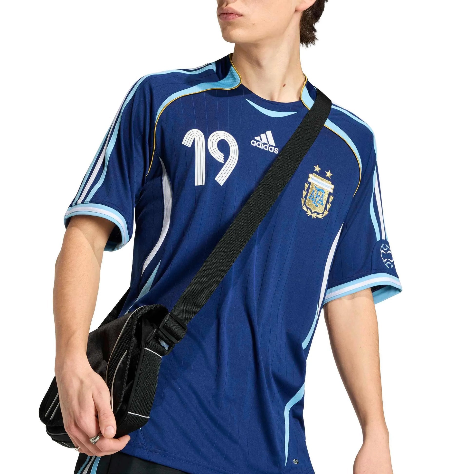 2006 Argentina Men's Retro Stadium Away Messi #19 Soccer Jersey Dark Blue - Adidas