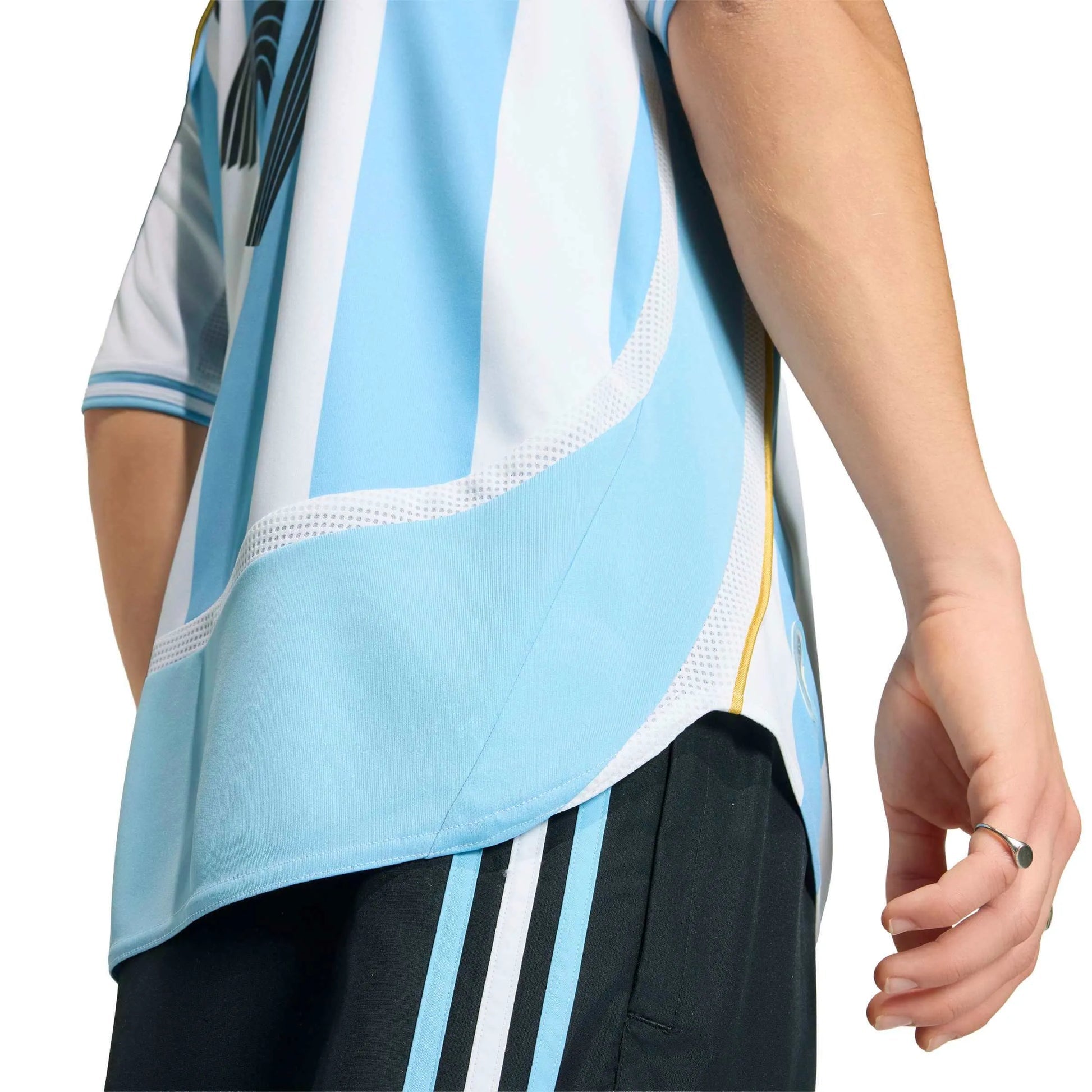2006 Argentina Men's Retro Stadium Home Messi #19 Soccer Jersey White / Clear Blue - Adidas